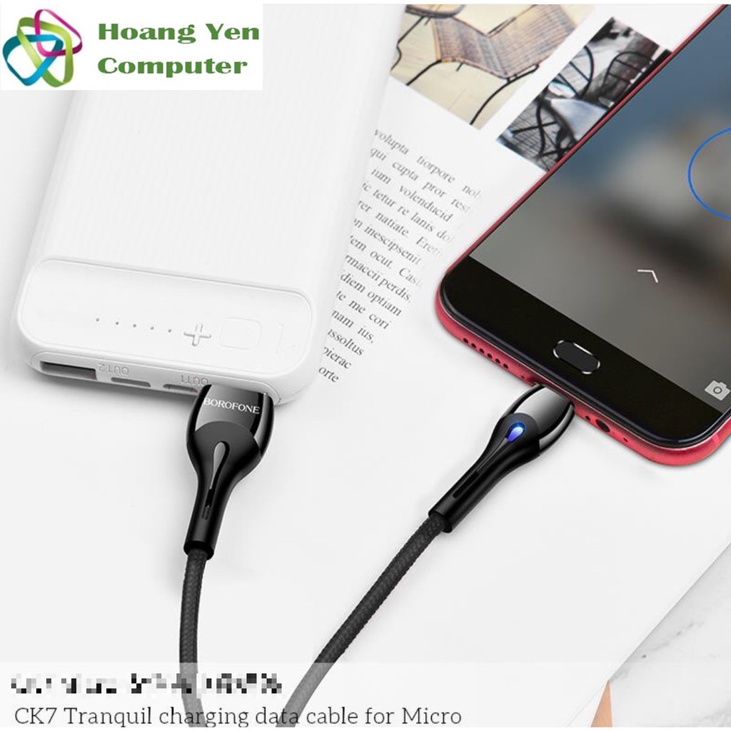 Cáp Sạc MICRO USB Borofone CK7 Dài 1M Dây Dù Cho Android - BH 6 Tháng 1 đổi 1 (MÀU SẮC NGẪU NHIÊN) - Hoàng Yến Computer
