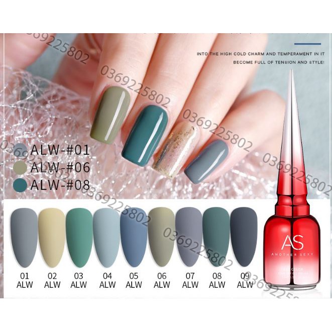 SET Sơn gel AS mẫu chai đỏ nhọn mã  ALW 9 chai 15ml siêu HOT siêu xịn
