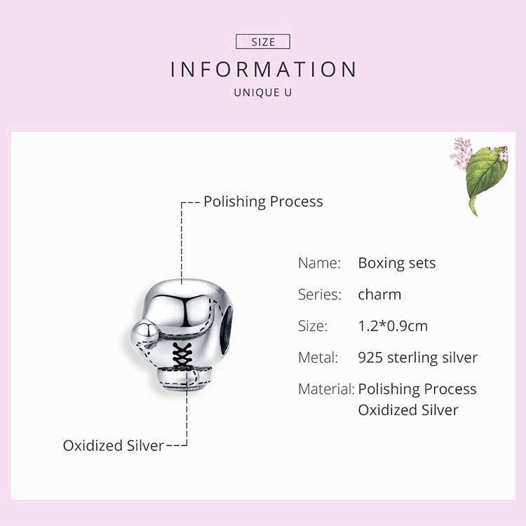Hạt charm Bamoer bằng bạc 925 hình găng đấm bốc phong cách Châu Âu cá tính