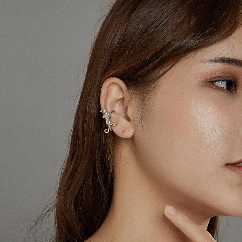 BAMOER 1 Bông Tai Bạc 925 Hình Mèo Dễ Thương