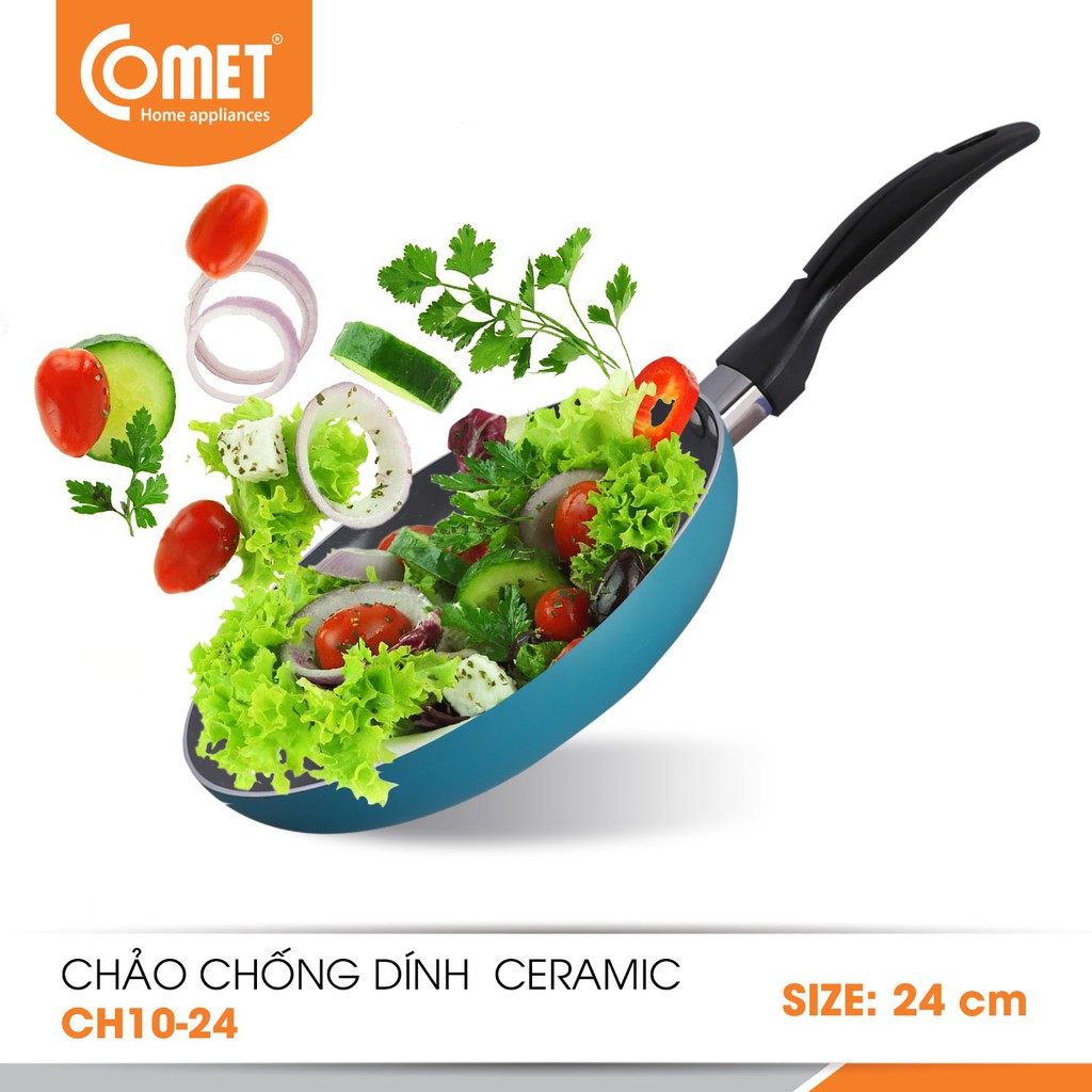 Chảo chống dính Ceramic 24 cm, CH10-24 Chảo Chống Dính Comet Nhôm Cao Cấp Ceramic Nano Dễ Vệ Sinh