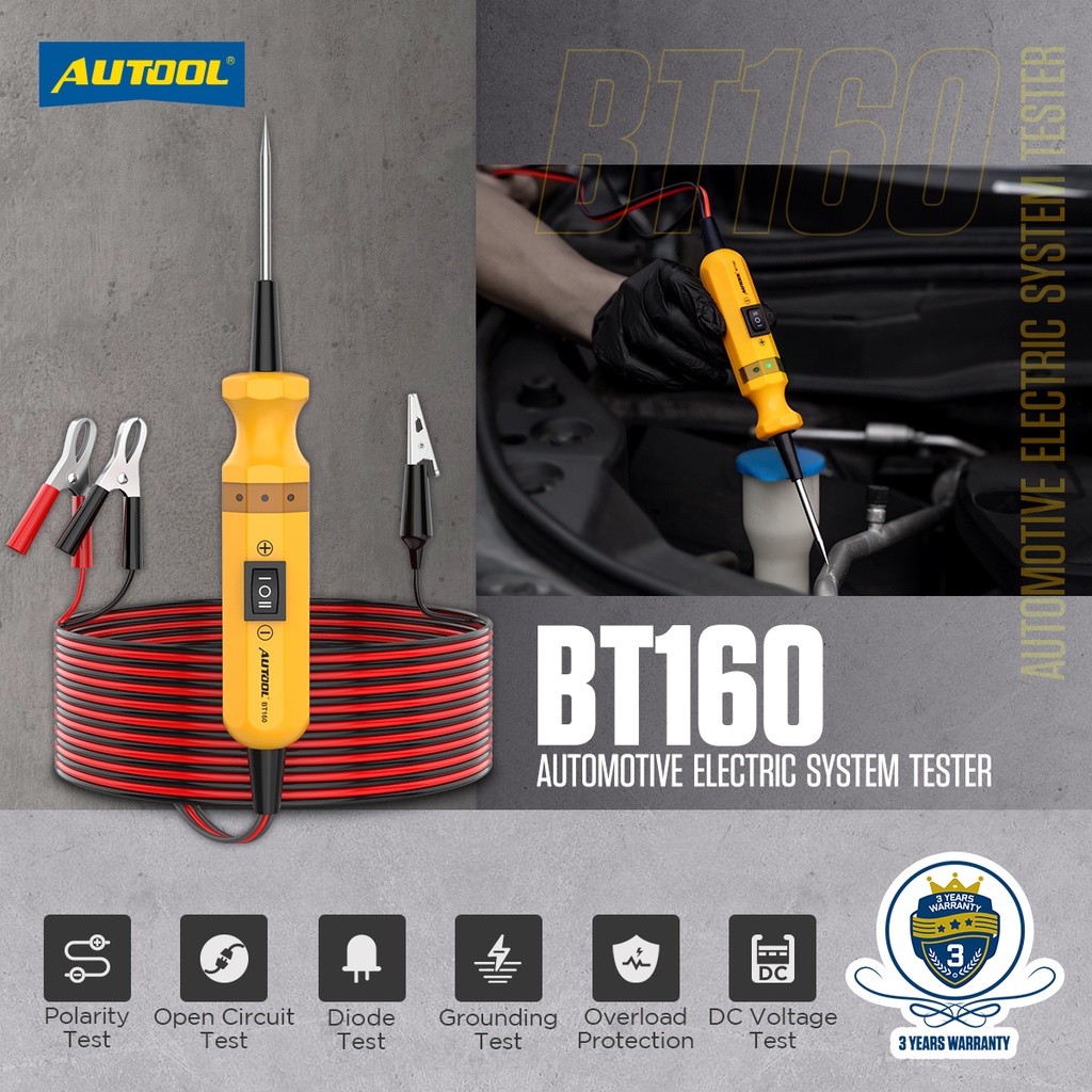 Mô tả AUTOOL BT160 Máy kiểm tra mạch điện ô tô Đầu dò nguồn Công cụ chẩn đoán ô tô Máy quét tích hợp điện áp điện cho ô tô 12V 24V Xe tải hạng nặng - 2