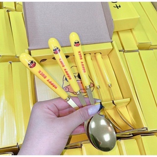 Hộp 6 thìa muỗng hình vịt vàng, Thìa hình vịt vàng cán dài