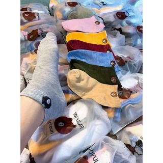 10 Đôi Tất cổ ngắn nữ hình gấu phong cách Hàn Quốc, vớ nữ chất liệu cotton thoáng mát
