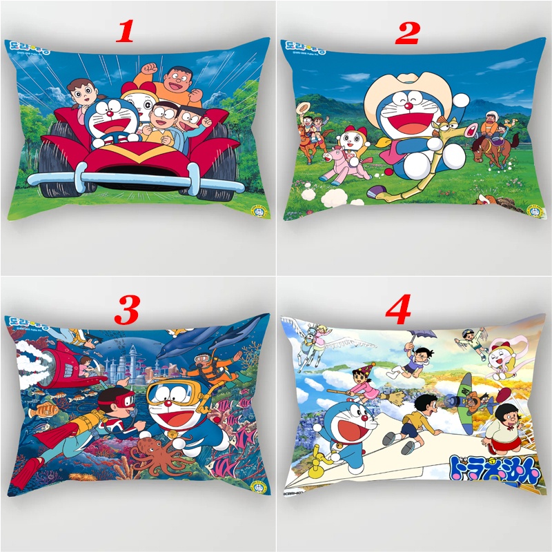 Vỏ Gối Hình Chữ Nhật In Hình Doraemon Đơn Sắc Bằng Polyeste Trang Trí Nhà Cửa (Không Kèm Lõi)