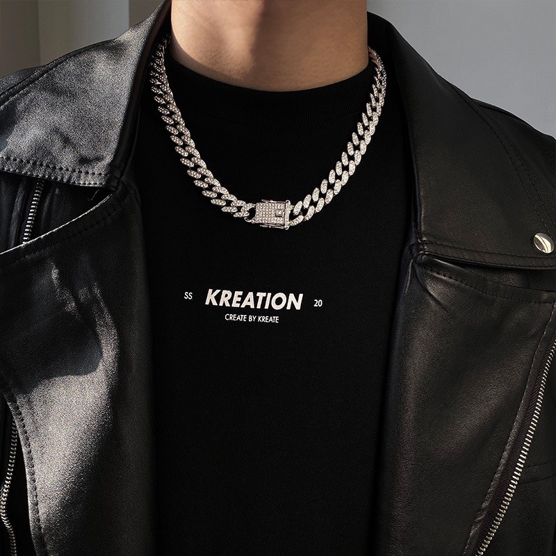 Dây chuyền vòng cổ nam nữ  Vòng Tay Nam Cuban Đính Đá HipHop Dạng Chuỗi Xích Đẹp Streetwear Thép Titan Cuban Đá Horizon