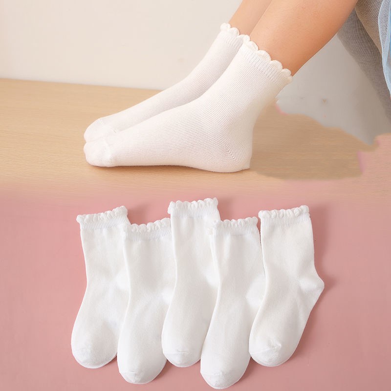 Vớ Cotton Trắng Đính Nơ Họa Tiết Hoạt Hình Dễ Thương Cho Bé Gái