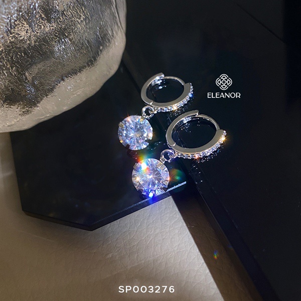 Bông tai nữ chuôi bạc 925 Eleanor Accessories đính đá khuyên tai dáng thả phụ kiện trang sức 3276