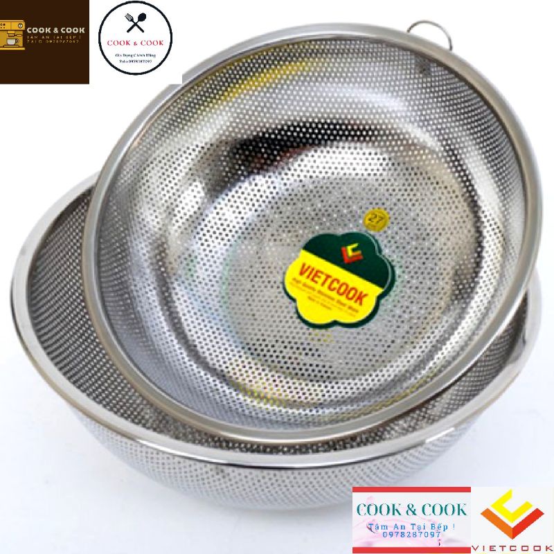 [CHÍNH HÃNG] Rá inox Vietcook đủ size 18, 21, 24, 27, 30 cm rá, rổ inox ...