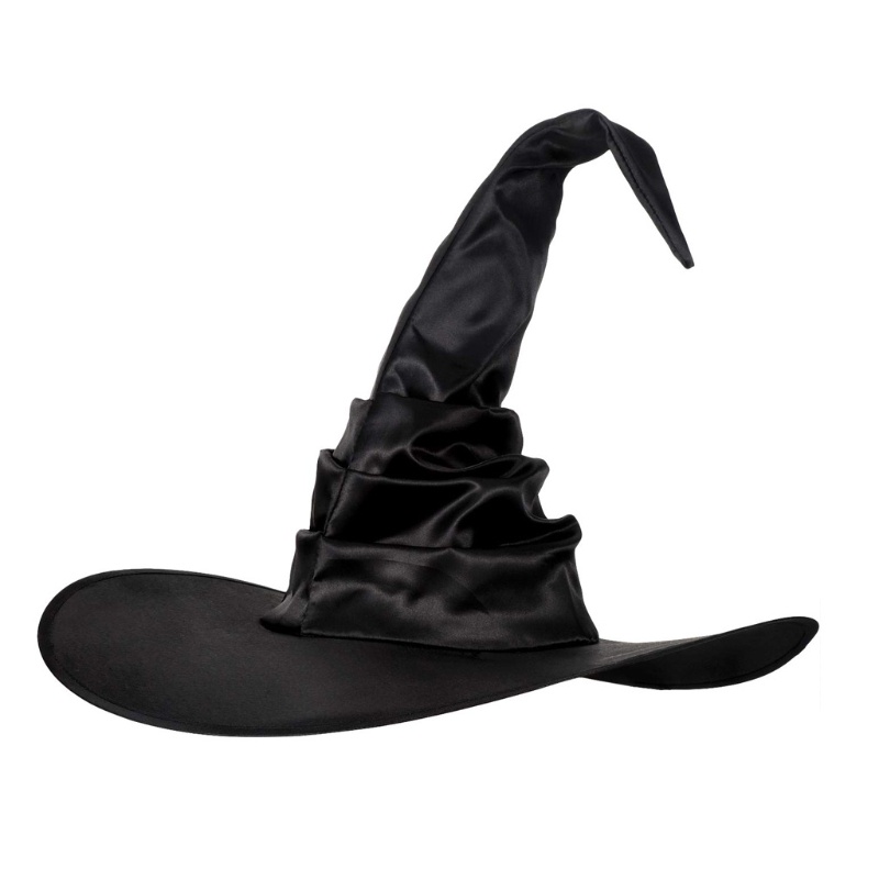 Fashion Black Folds Wizard Hat Halloween Witch Hat Angled Witch Hat Cosplay