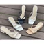 Dép guốc cao gót mũi vuông 3 phân Annmodels phối dây chất liệu xi mờ kiểu dang thời trang _SD02TRON