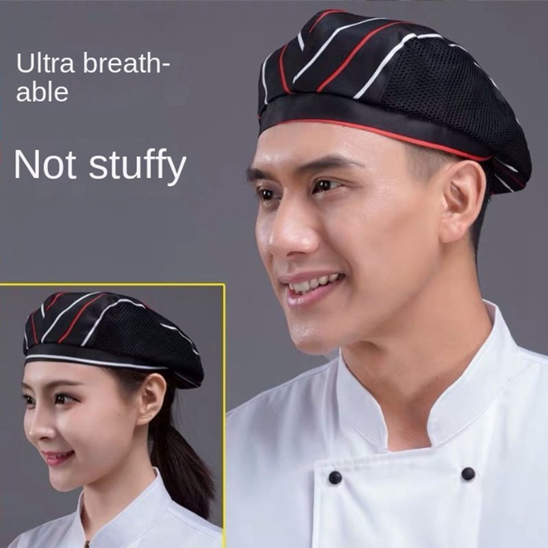 Mũ đầu bếp quán cà phê quầy bar bồi bàn làm việc beret khách sạn quần áo làm việc đầu bếp bồi bàn mũ nướng lưới thoáng khí | BigBuy360 - bigbuy360.vn
