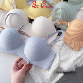 Áo lót nữ VECYLA, áo lót su quả ngang kẻ sọc đệm bàn tay nâng ngực A06