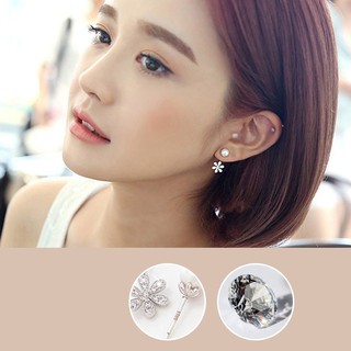 Bông tai ngọc nhân tạo hoa cúc 2 trong 1- BH528