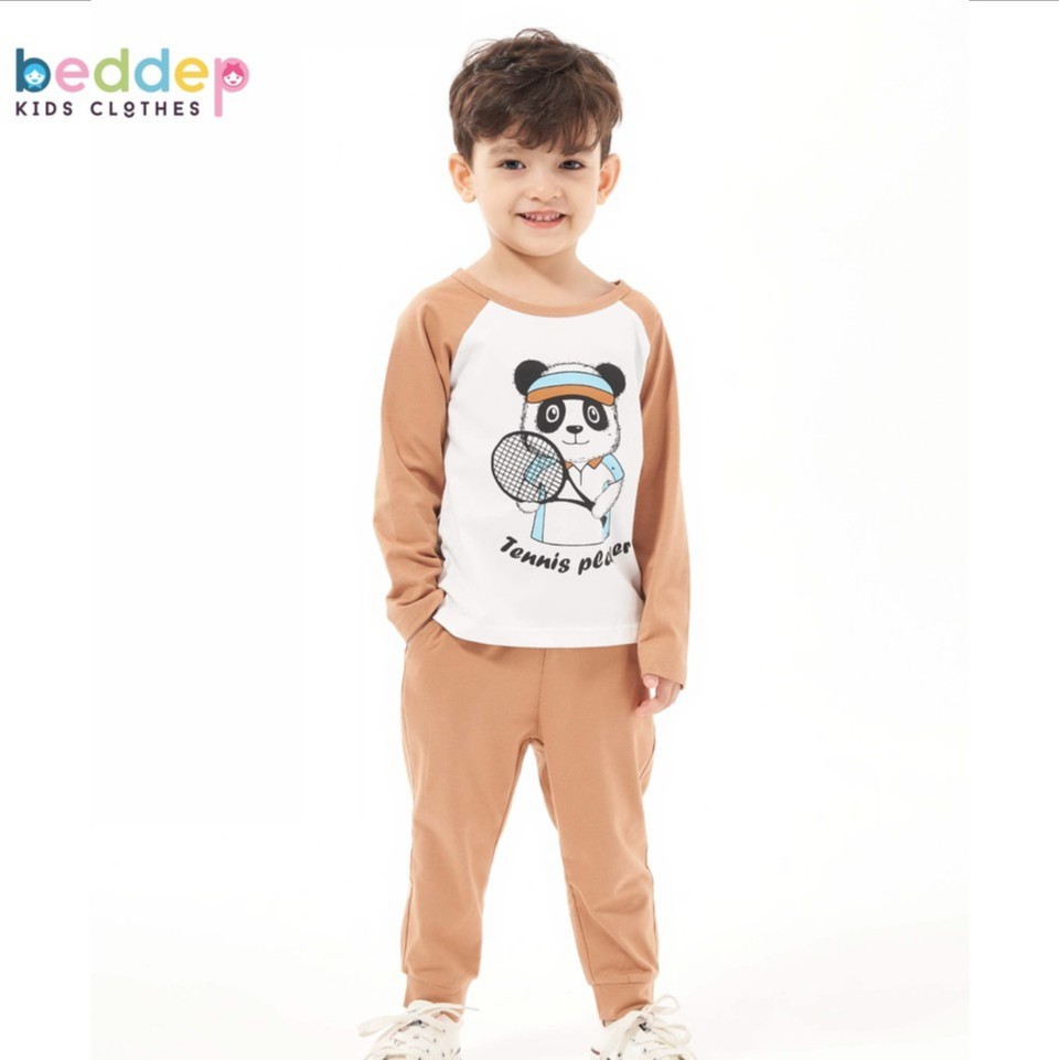 Đồ bộ bé trai dài tay chất cotton dày dặn in hình gấu trúc thời trang thu đông thiết kế Beddep Kid Clothes BB21