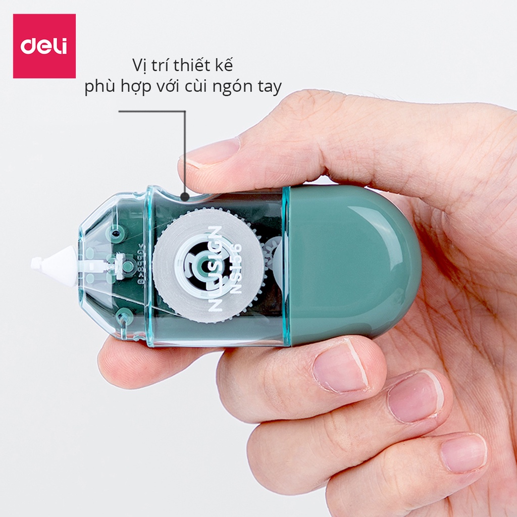 Bút Xóa Băng Kéo 6M 12M Dạng Film Cao Cấp Deli - Tiết Diện Xóa 5mm - Kéo Băng Mượt Che Phủ Tốt, Có Thể Viết Đè Lên