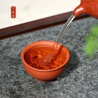 Ly trà tử sa, gốm tử sa, dáng hoa mẫu đơn, hoa đào, kích thước 6.8x3cm, dung tích 50ml