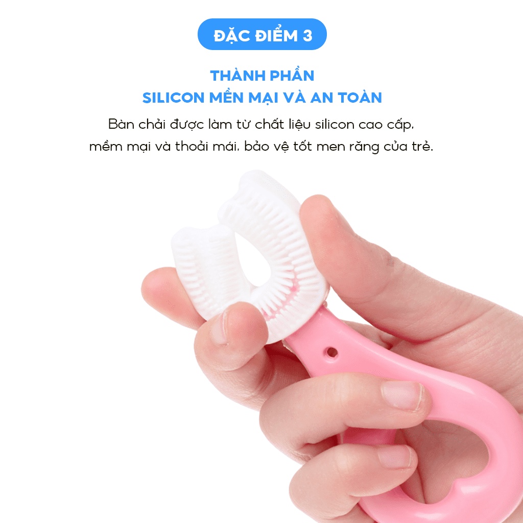 Mô tả Bàn chải đánh răng chữ U thương hiệu Midkid cho bé từ 1 tuổi, chải xoay 180 độ, massage răng, chất liệu mềm mại, an toàn - 3