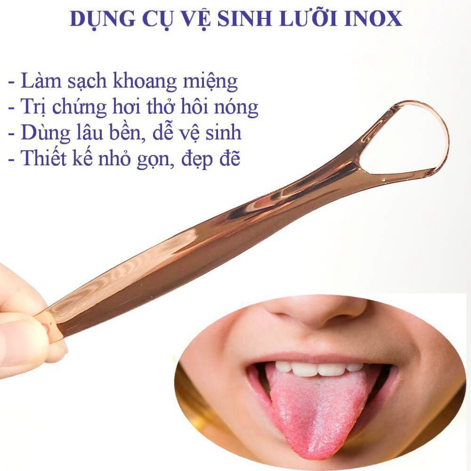 Dụng Cụ Nạo Lưỡi, Cạo Lưỡi, Vệ Sinh Lưỡi Người Lớn Bằng inox CóHộp Đựng