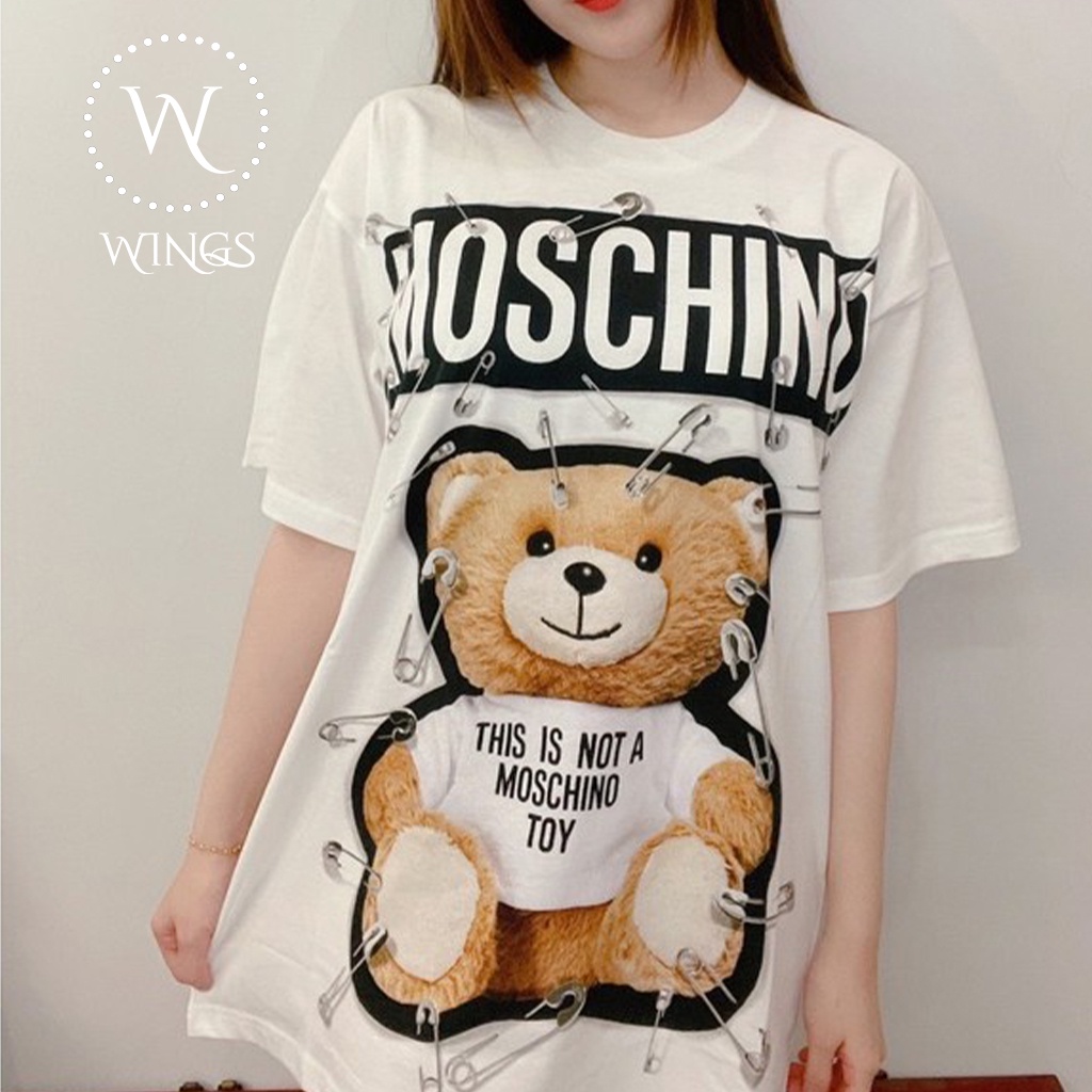 Áo thun  moschino teddy bear gim băng oversize