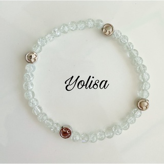 Vòng tay handmade hạt cườm trong suốt kết hợp mặt cười