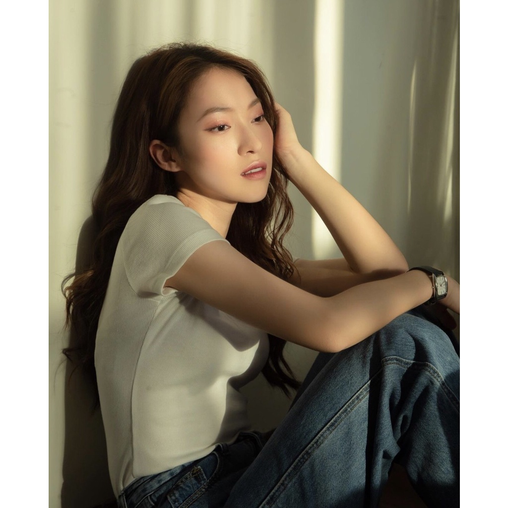 Ảnh idée Áo thun nữ ôm cổ tròn tay ngắn vải thun cotton gân 3