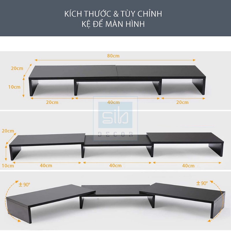 Ảnh Bộ 3 Kệ Để Màn Hình Đa Chức Năng Dễ Dàng Điều Chỉnh Chiều Dài Từ 80 Đến 120cm SIB Decor KDB10 3
