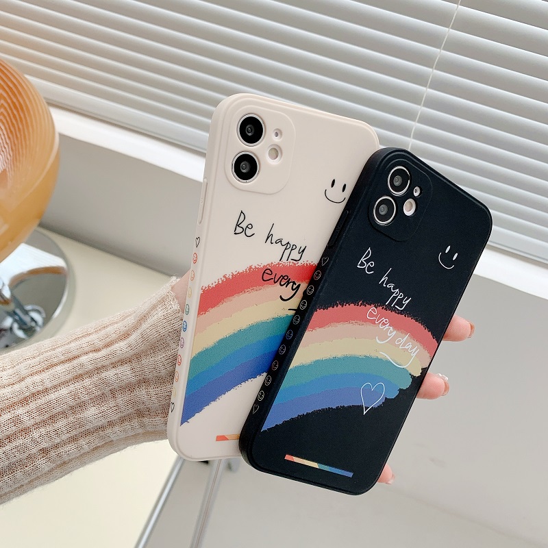 Ốp Điện Thoại Silicon TPU Mềm Hình Mặt Cười Cầu Vồng Cho IPhone 13 12 11 Pro Max 13 12 Mini XR X XS Max 8 7 6 6S Plus SE 2020