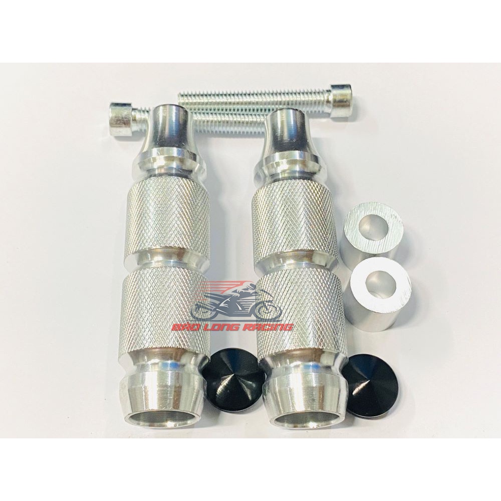 Gù Chống Đổ CNC Đầu Cao Su gắn mọi loại Xe Máy (màu BẠC) 01