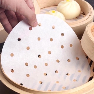Set 100 giấy nến đục lỗ cho nồi chiên không dầu - lót nướng bánh, bánh bao tiện lợi