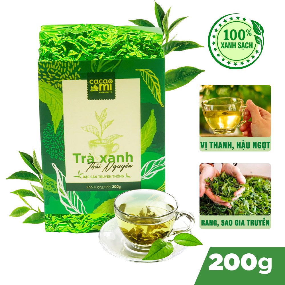 Ảnh Trà xanh Thái Nguyên CACAOMI chè Tân Cương đặc sản truyền thống Việt Nam làm quà biếu tặng 200g 1
