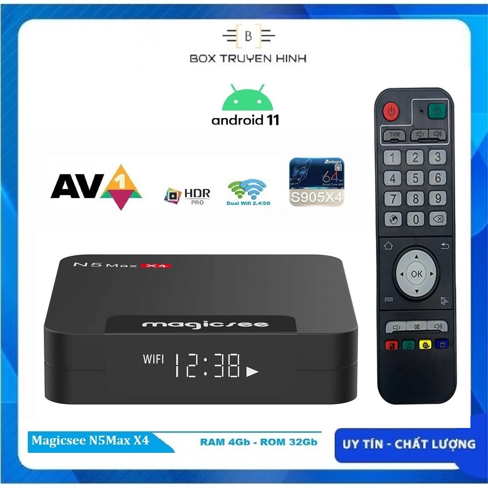 Android TV Box Magicsee N5 Max X4, Chip S905X4, RAM 4GB, Bộ nhớ 32GB ...