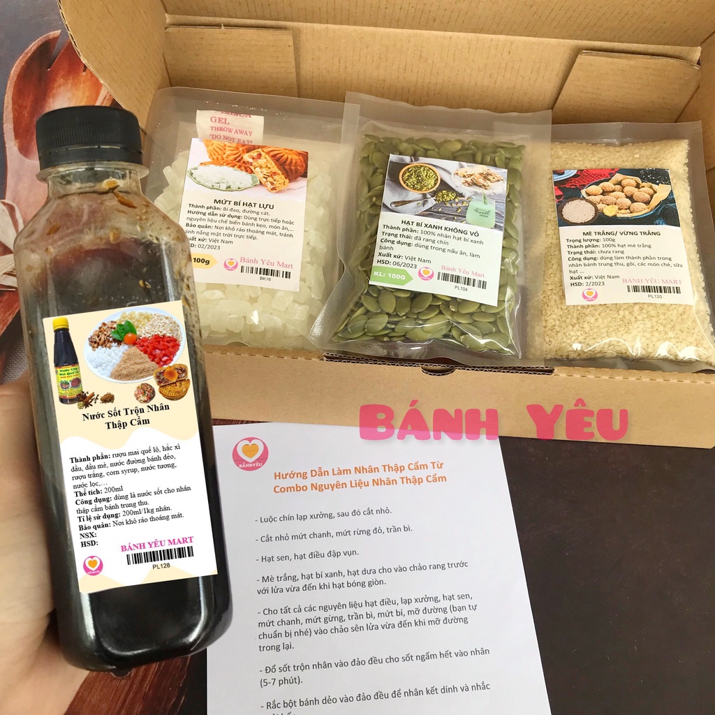 Combo tự chọn Nguyên liệu nhân thập cẩm dùng làm bánh trung thu (CBTC)