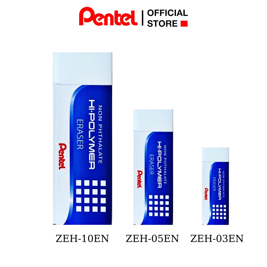 Ảnh Gôm Tẩy Học Sinh Pentel Hi Polymer ZEH 3 Kích Cỡ Màu Trắng 3