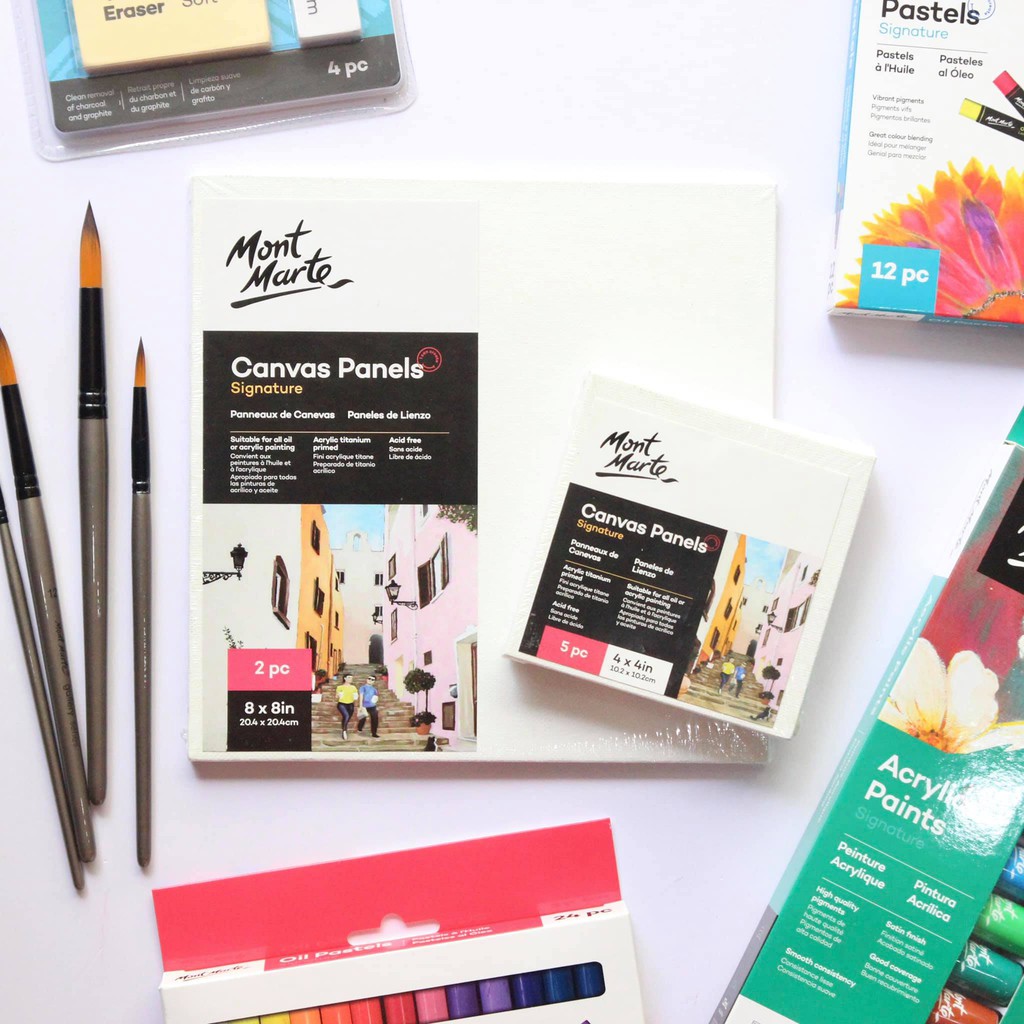 Bảng vẽ chất liệu Canvas Mont Marte - Thích hợp vẽ màu acrylic, sơn dầu (Ocsenshop)