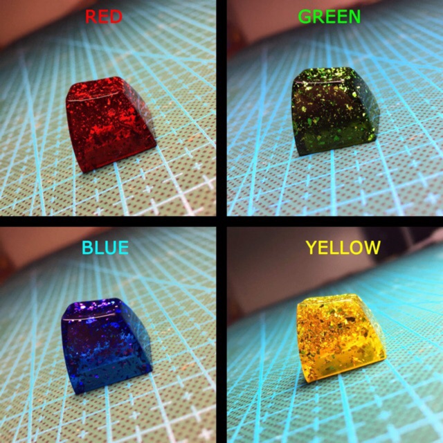 Keycap Artisan SA profile Row 1 lá bạc (Red- Blue- Green- Yellow ...