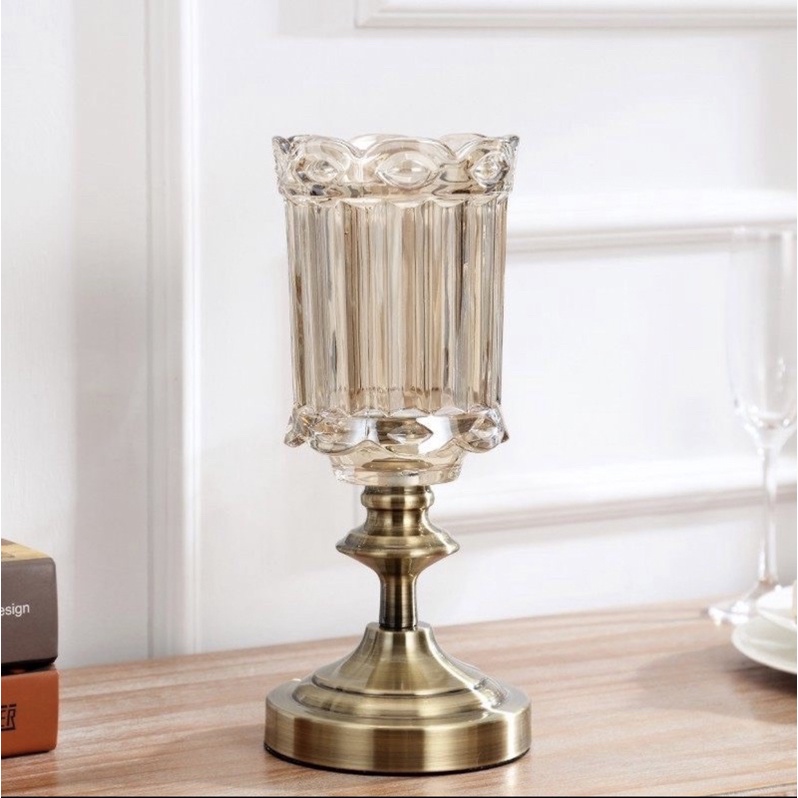 Bình hoa Bắc Âu pha lê đế đồng 24cm, 29cm, 35cm