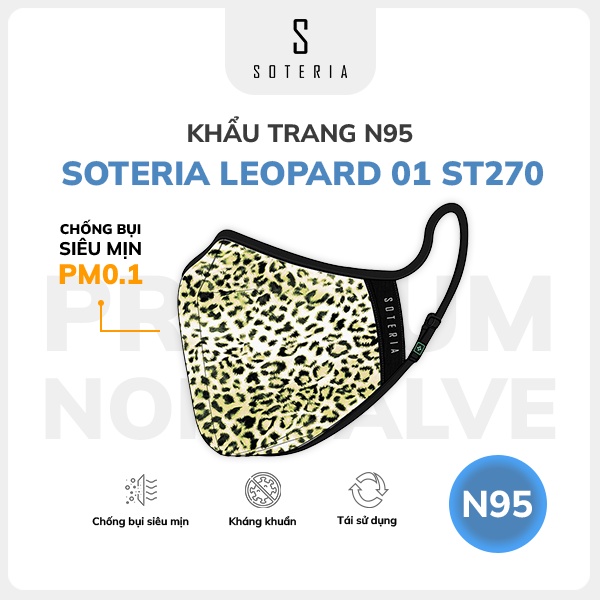 Khẩu trang thời trang Soteria Leopard 01 ST270 - N95 lọc 99% bụi mịn 0.1 micro - Size S,M,L
