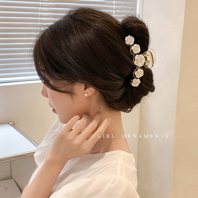 Kẹp Tóc Càng Cua Đính Hoa Trà Xinh Xắn Phong Cách Retro Cho Nữ Empoli