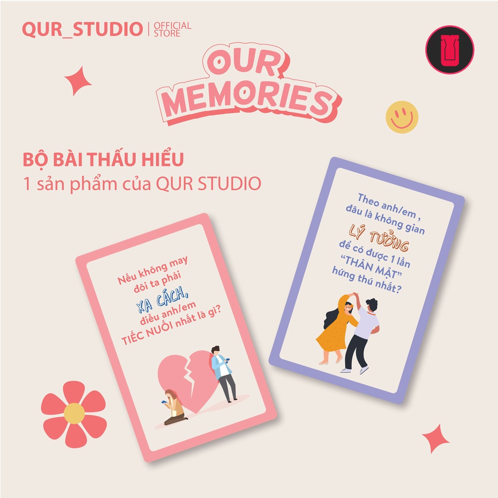 [CHÍNH HÃNG] Bộ Bài Tình Yêu Thấu Hiểu Our Memories –Card Game Bởi QUR STUDIO Gắn Kết Thấu Hiểu Dành Cho Các Cặp Đôi