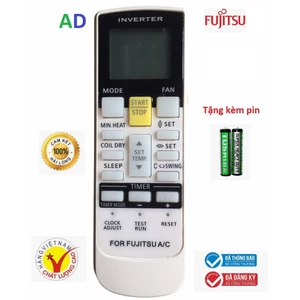 Điều khiển điều hòa Fujitsu AR-RAE2U nút vàng ở giữa - Tặng kèm pin - Remote Fujitsu - Remote máy lạnh Fujitsu AR