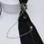 Gothic Black Necktie Rhinestones Pendant Metal Chain Evening Party Pre Tied Tie
