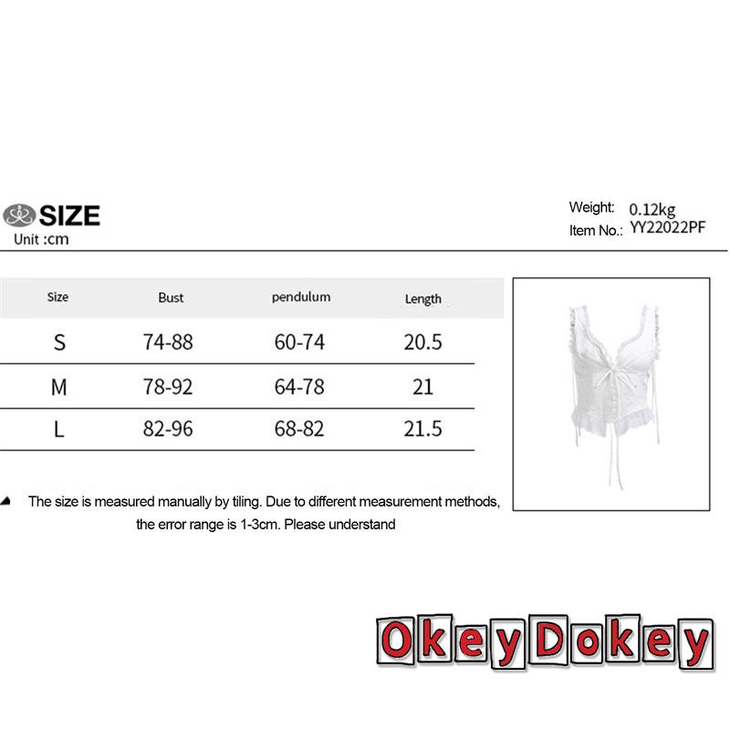 Áo Crop Top Cổ Chữ V Viền Ren Màu Trắng Dễ Thương Thời Trang Hàn Quốc Cho Nữ OKDK-y2k