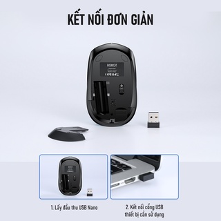 Chuột Không Dây ROBOT M205 - USB 2.4Ghz, Nhỏ Gọn, Có Nút Tùy Chỉnh Độ Phân Giải, Phù Hợp PC/ Laptop