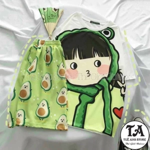 Set bộ đùi cotton hoạt hình Dễ Thương - Bộ mặc nhà Cartoon form rộng Unisex nam nữ Freesize 38-68kg TUEANHSTORE