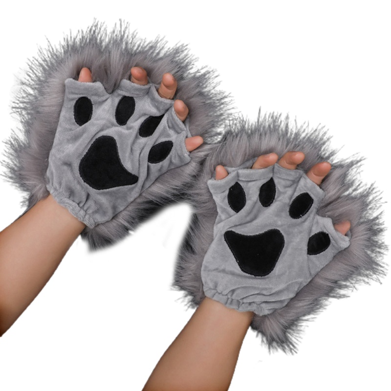 Dasbsug 1 Sói Paws Găng Tay Không Ngón Lông Mèo Con Cáo Vuốt Găng Tay Gothic Cosplay Trang Phục Đảng Accesso