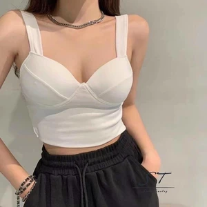 Áo Cúp ngực Bra Đúc cao su 2 Dây Bản To Dáng Croptop Cúp Tròn Nâng Ngực Quyến Rũ.