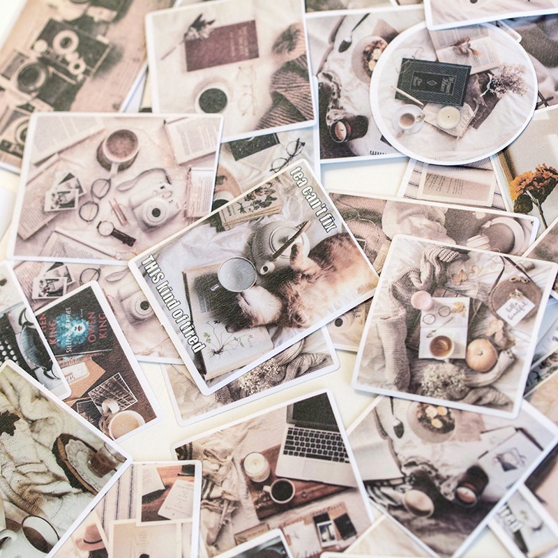 Sticker vintage phong cảnh dán sổ set 60 miếng HD16-K55 DIY Crafts, Scrapbook, Journal, Diary, Planner, Wal Seal Ect