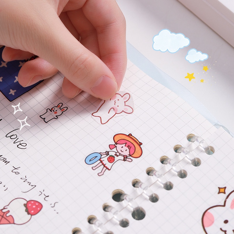 Sticker cute dán sổ dán mũ bảo hiểm điện thoại chai lọ bàn ghế trang trí cá nhân Set 4 tấm K48