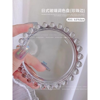 Khay thuỷ tinh tròn đựng màu vẽ nail , phụ kiện chụp ảnh đẹp